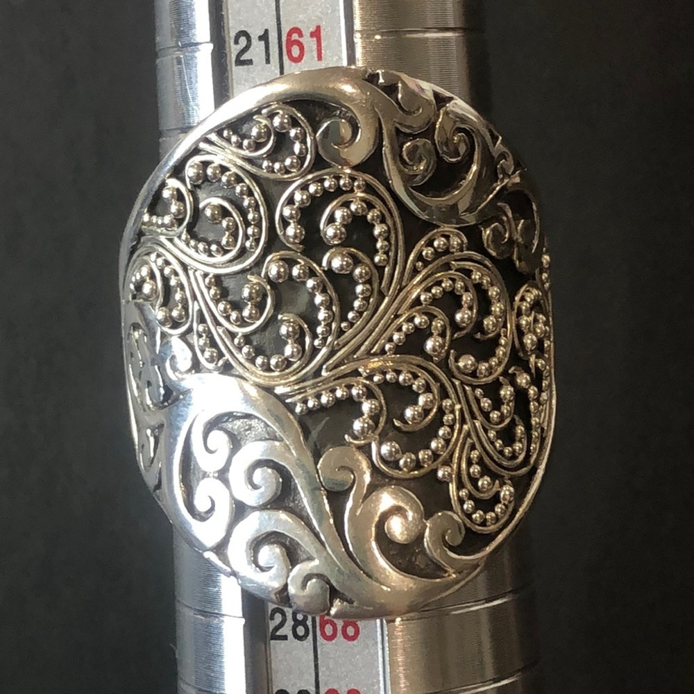 LOIS HILL Sterling Silver Oxidized Cigar Band Ring Granulated Cutout Design NWT - Picture 9 of 17